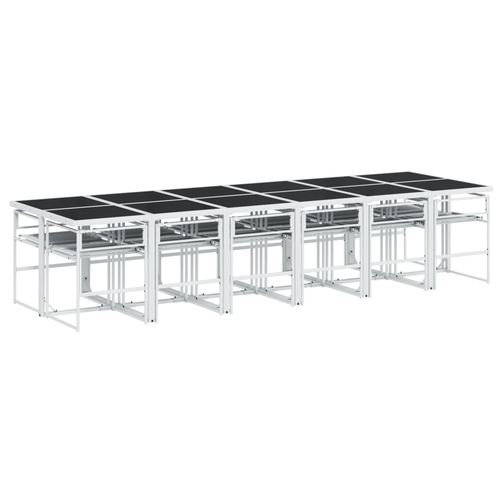 vidaXL Set mobilier de grădină, 13 piese, cu perne, alb, textilenă vidaXL Set mobilier de grădină, 13 piese, cu perne, alb, textilenă