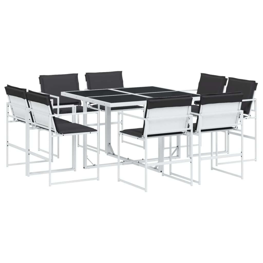 vidaXL Set mobilier de grădină, 9 piese, cu perne, alb, textilenă vidaXL Set mobilier de grădină, 9 piese, cu perne, alb, textilenă