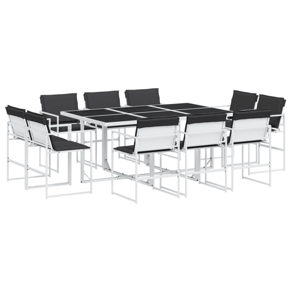 vidaXL Set mobilier de grădină, 11 piese, cu perne, alb, textilenă vidaXL Set mobilier de grădină, 11 piese, cu perne, alb, textilenă