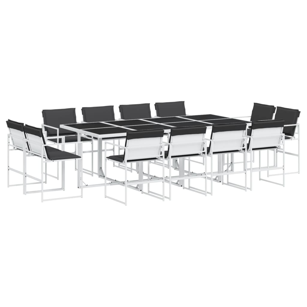 vidaXL Set mobilier de grădină, 13 piese, cu perne, alb, textilenă vidaXL Set mobilier de grădină, 13 piese, cu perne, alb, textilenă