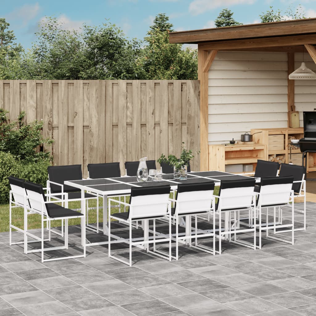 vidaXL Set mobilier de grădină, 13 piese, cu perne, alb, textilenă vidaXL Set mobilier de grădină, 13 piese, cu perne, alb, textilenă