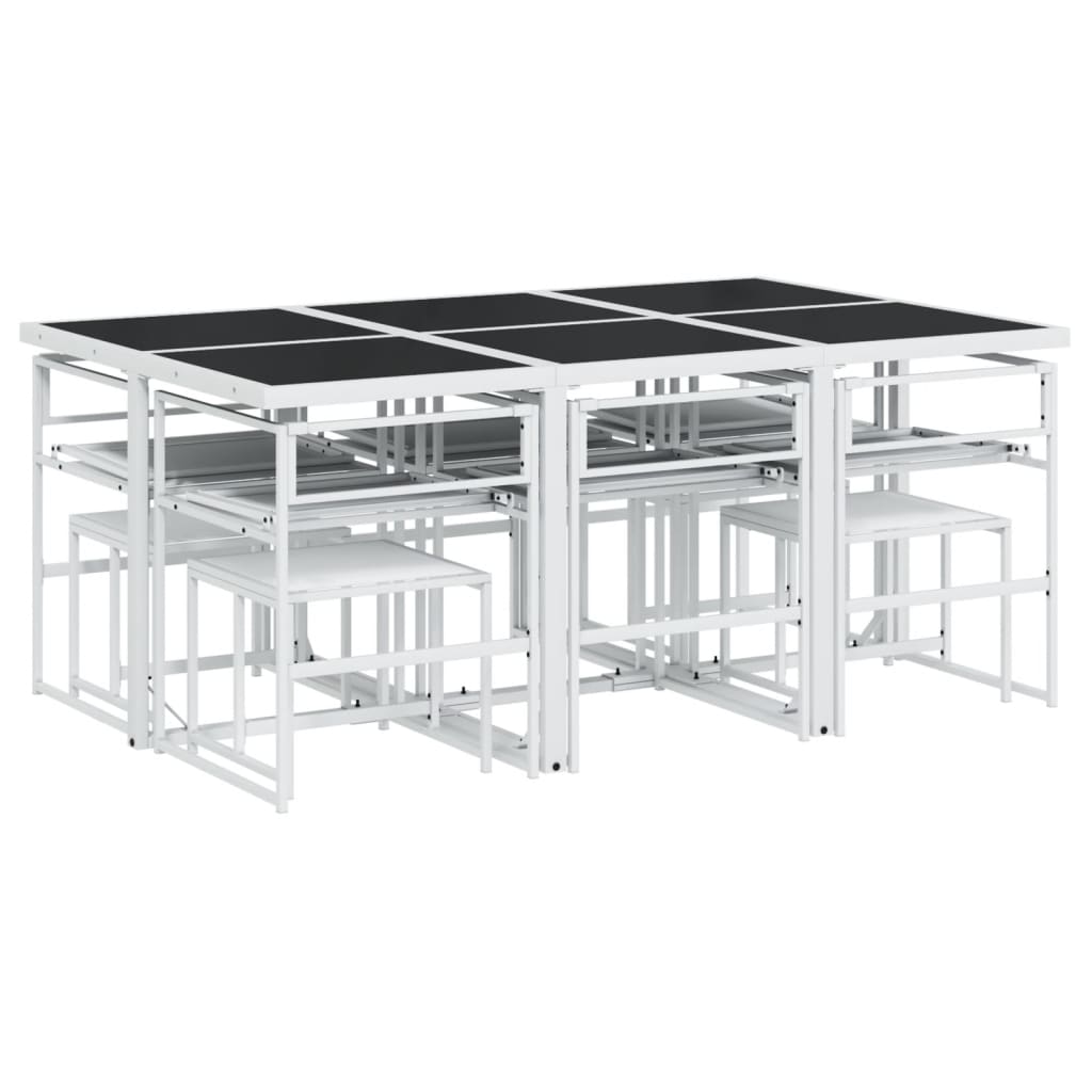 vidaXL Set mobilier de grădină, 11 piese, cu perne, alb, textilenă vidaXL Set mobilier de grădină, 11 piese, cu perne, alb, textilenă