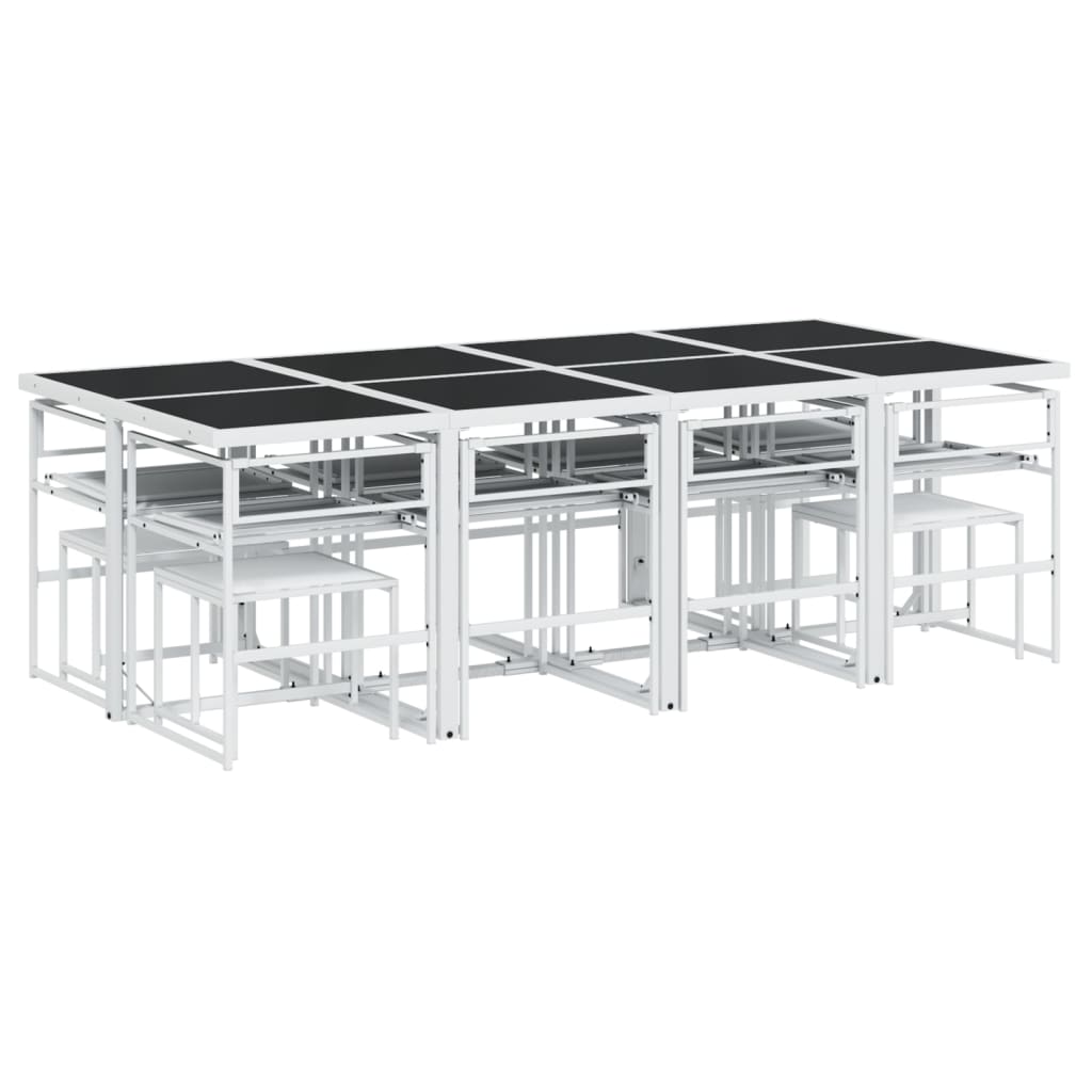 vidaXL Set mobilier de grădină, 13 piese, cu perne, alb, textilenă vidaXL Set mobilier de grădină, 13 piese, cu perne, alb, textilenă