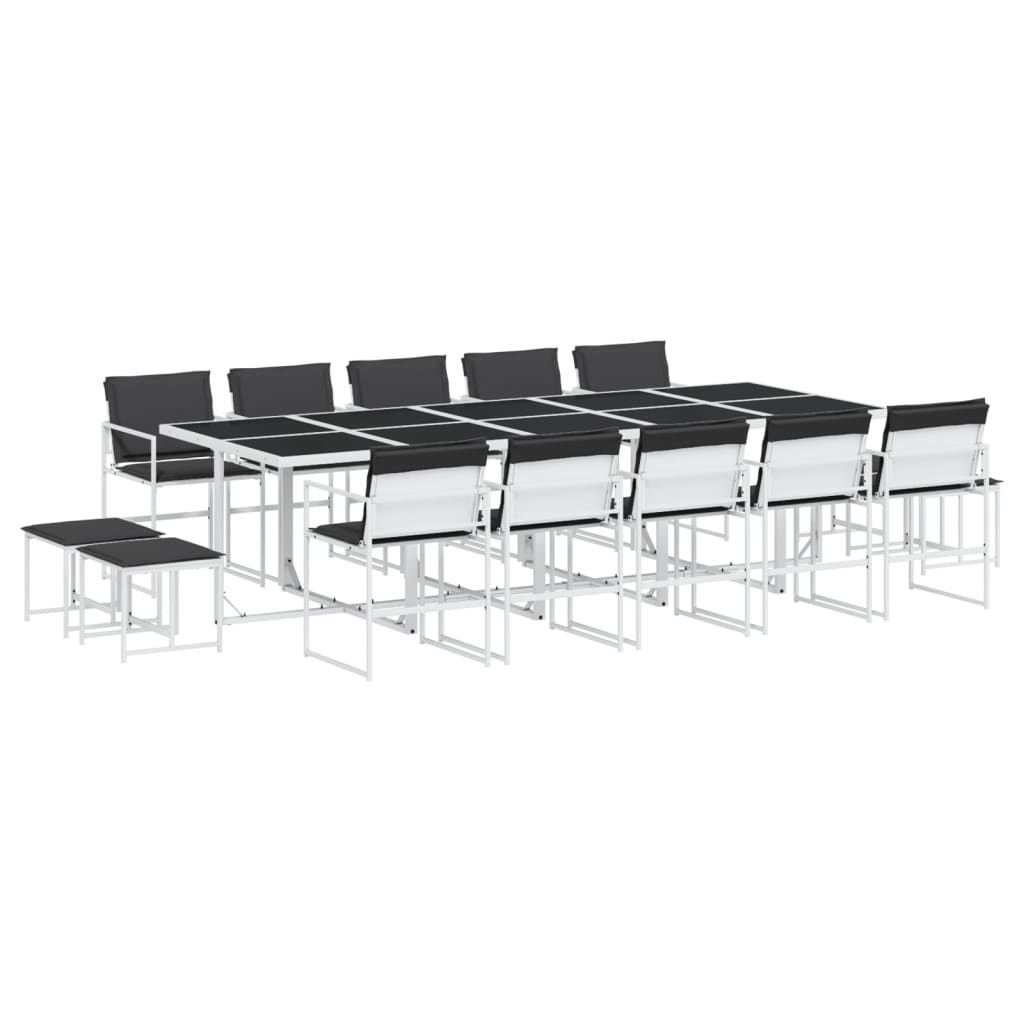 vidaXL Set mobilier de grădină, 15 piese, cu perne, alb, textilenă