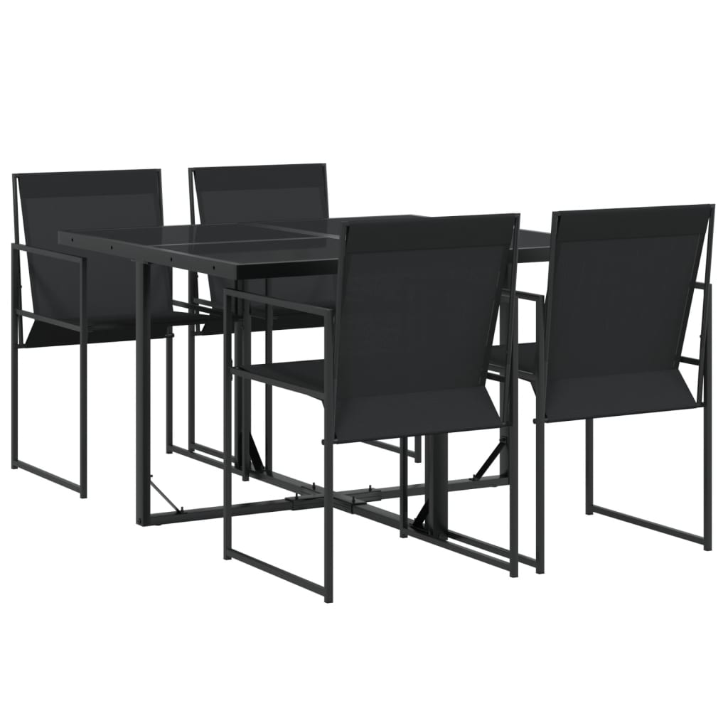 vidaXL Set mobilier de grădină, 5 piese, negru, textilenă