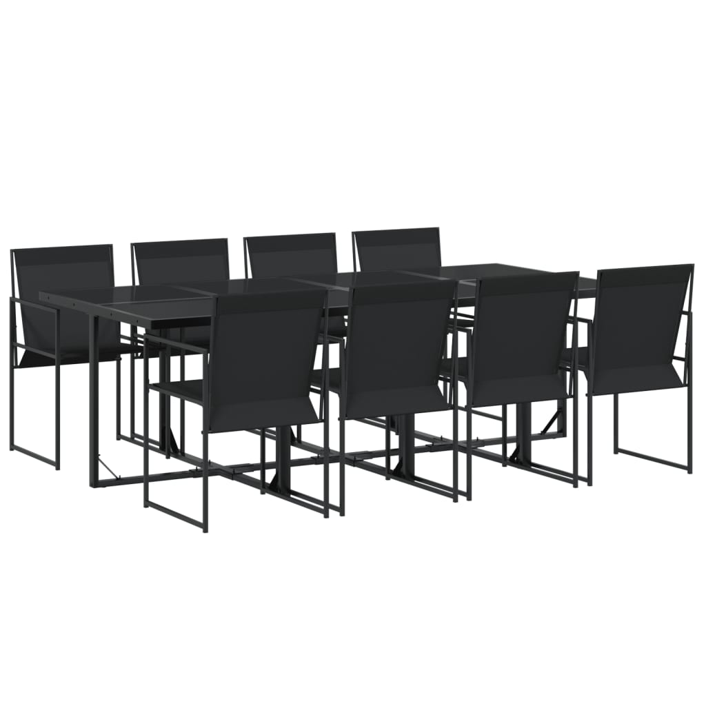 vidaXL Set mobilier de grădină, 9 piese, negru, textilenă vidaXL Set mobilier de grădină, 9 piese, negru, textilenă
