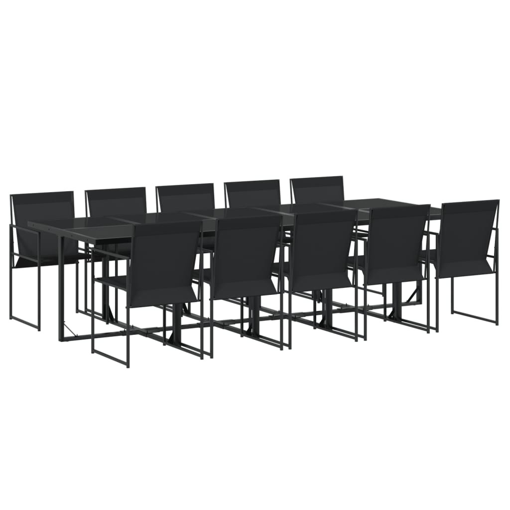 vidaXL Set mobilier de grădină, 11 piese, negru, textilenă vidaXL Set mobilier de grădină, 11 piese, negru, textilenă