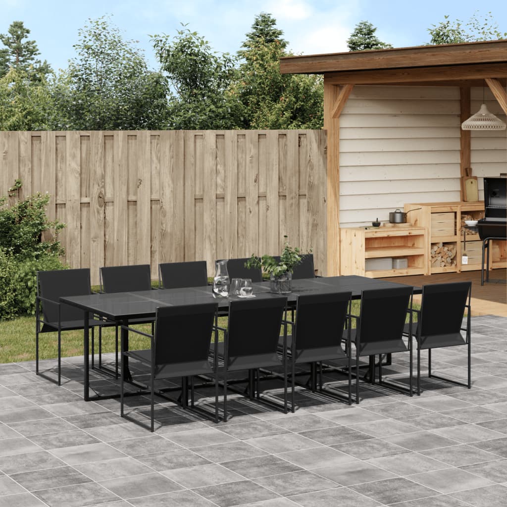vidaXL Set mobilier de grădină, 11 piese, negru, textilenă vidaXL Set mobilier de grădină, 11 piese, negru, textilenă