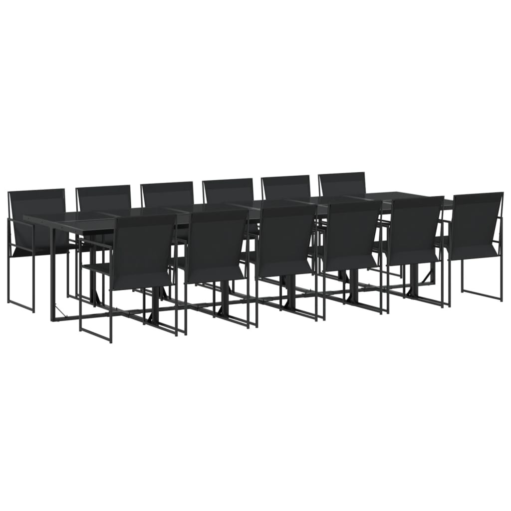 vidaXL Set mobilier de grădină, 13 piese, negru, textilenă