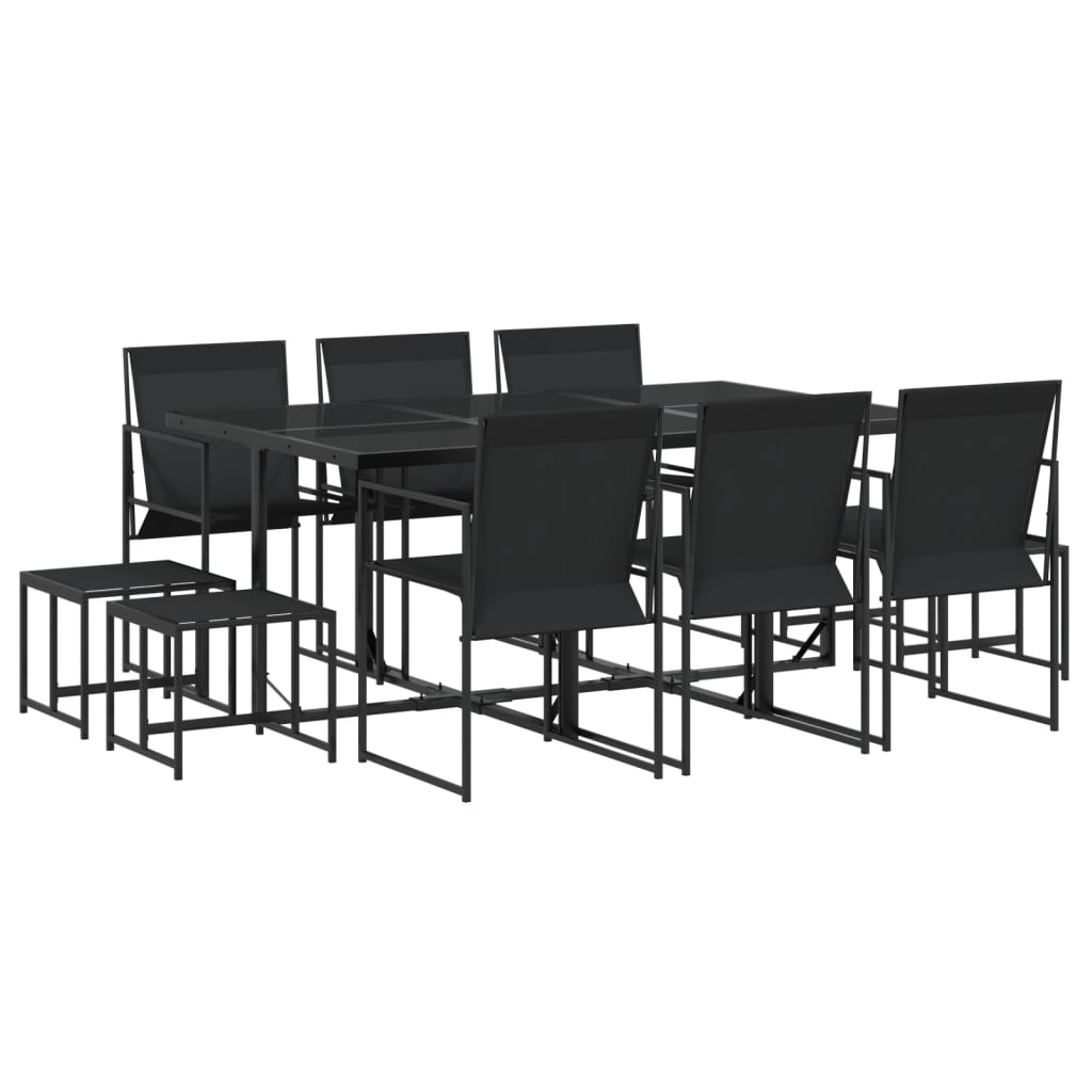 vidaXL Set mobilier de grădină, 11 piese, negru, textilenă vidaXL Set mobilier de grădină, 11 piese, negru, textilenă
