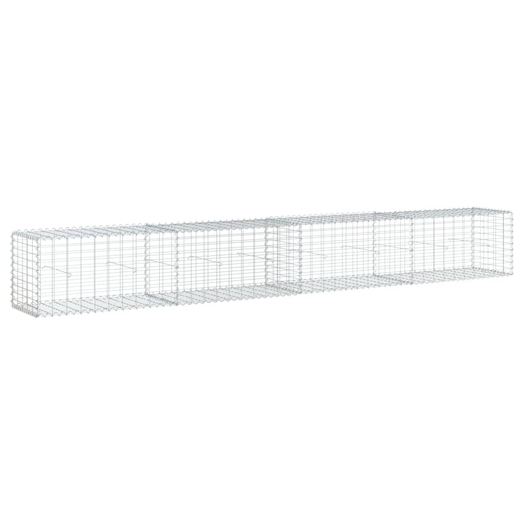 vidaXL Coș gabion cu capac, argintiu, 400x50x50 cm, fier galvanizat