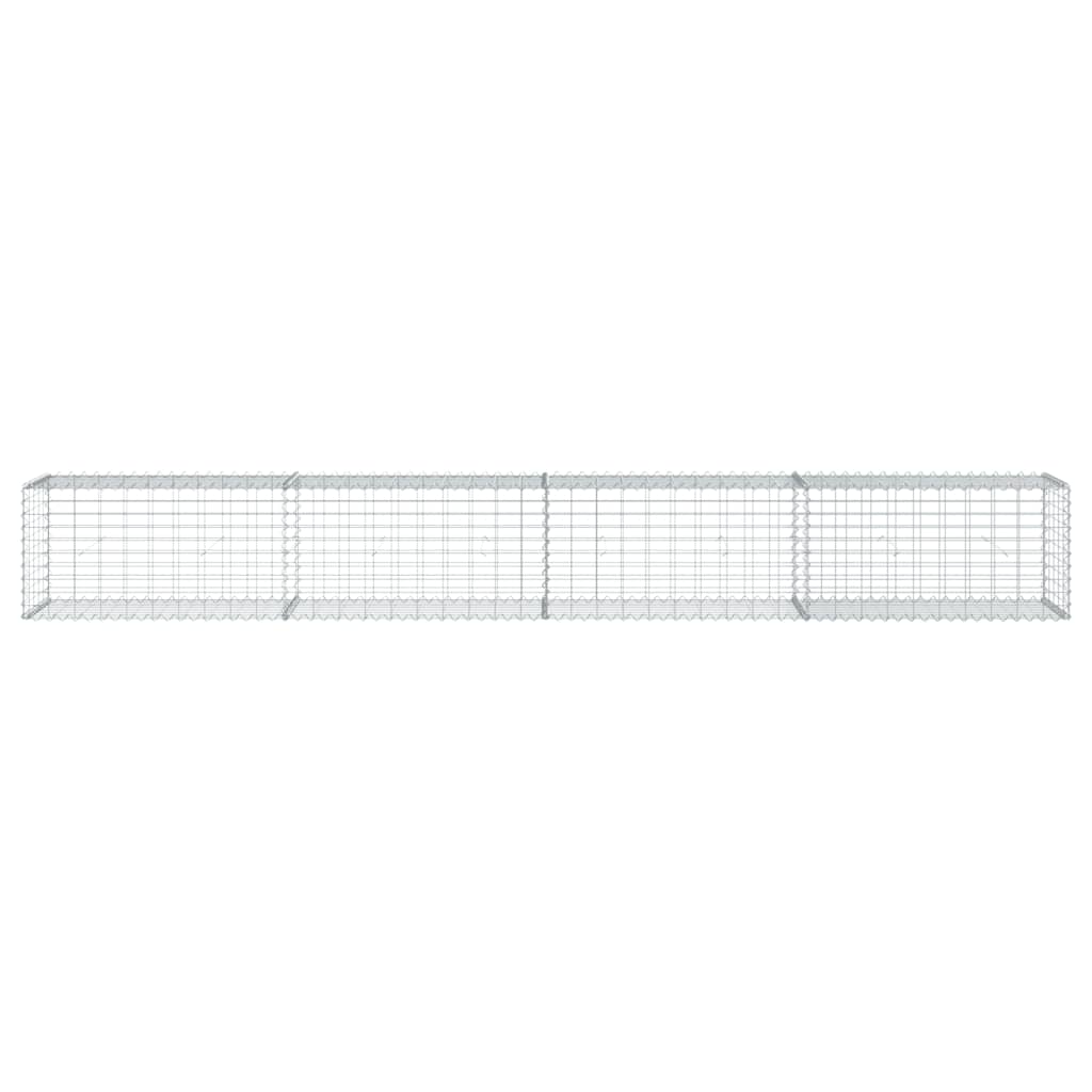 vidaXL Coș gabion cu capac, argintiu, 400x50x50 cm, fier galvanizat