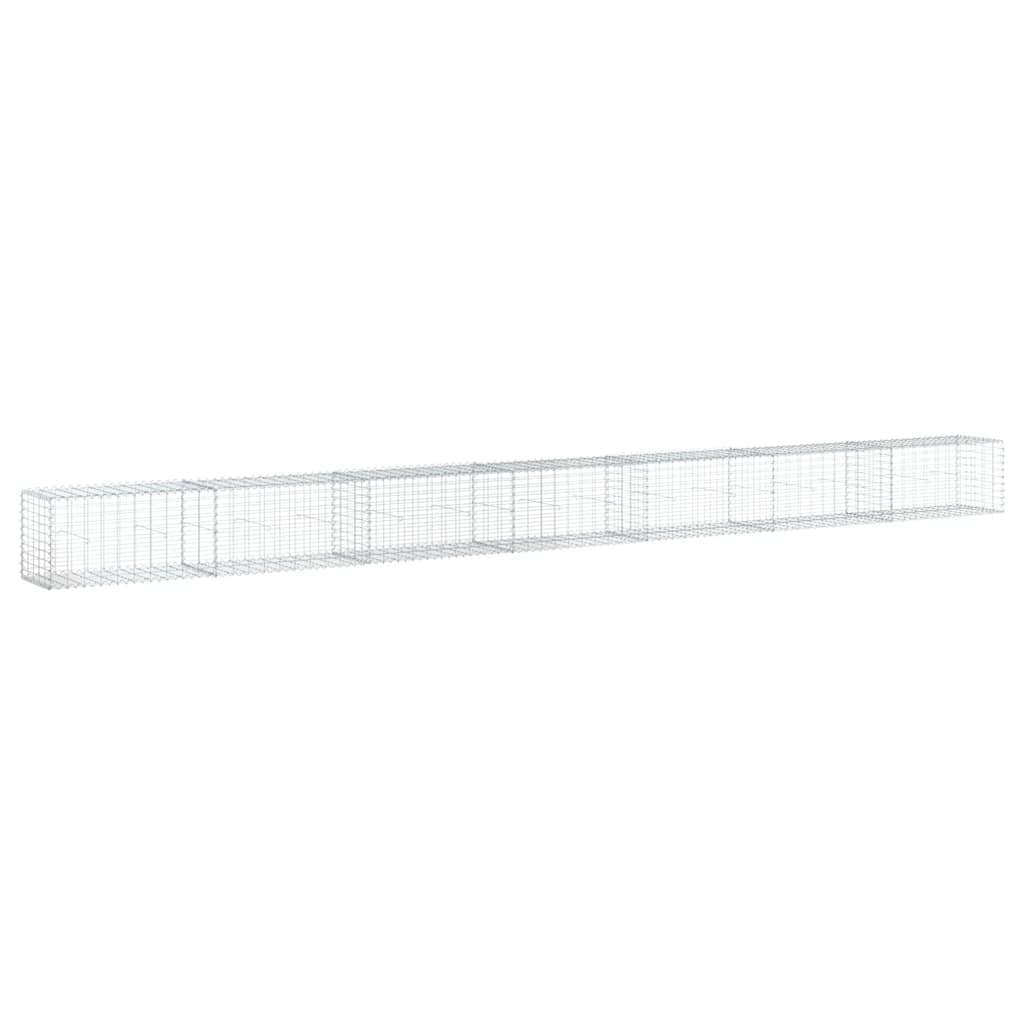 vidaXL Coș gabion cu capac, argintiu, 700x50x50 cm, fier galvanizat vidaXL Coș gabion cu capac, argintiu, 700x50x50 cm, fier galvanizat