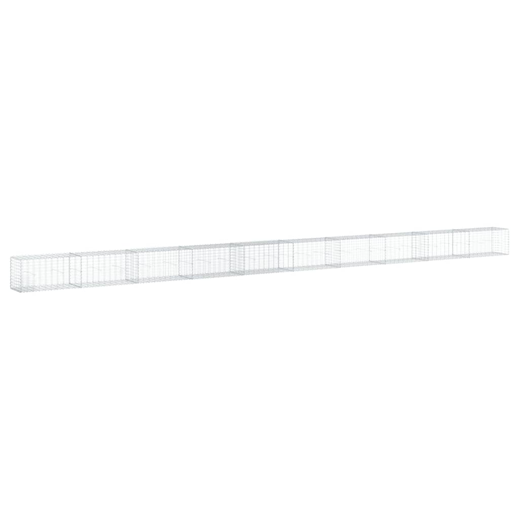 vidaXL Coș gabion cu capac, argintiu, 1000x50x50 cm, fier galvanizat