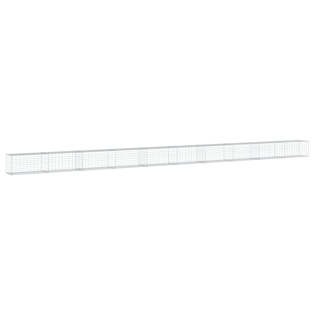 vidaXL Coș gabion cu capac, argintiu, 1000x50x50 cm, fier galvanizat