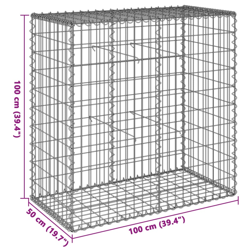 vidaXL Coș gabion cu capac, argintiu, 100x50x100 cm, fier galvanizat vidaXL Coș gabion cu capac, argintiu, 100x50x100 cm, fier galvanizat