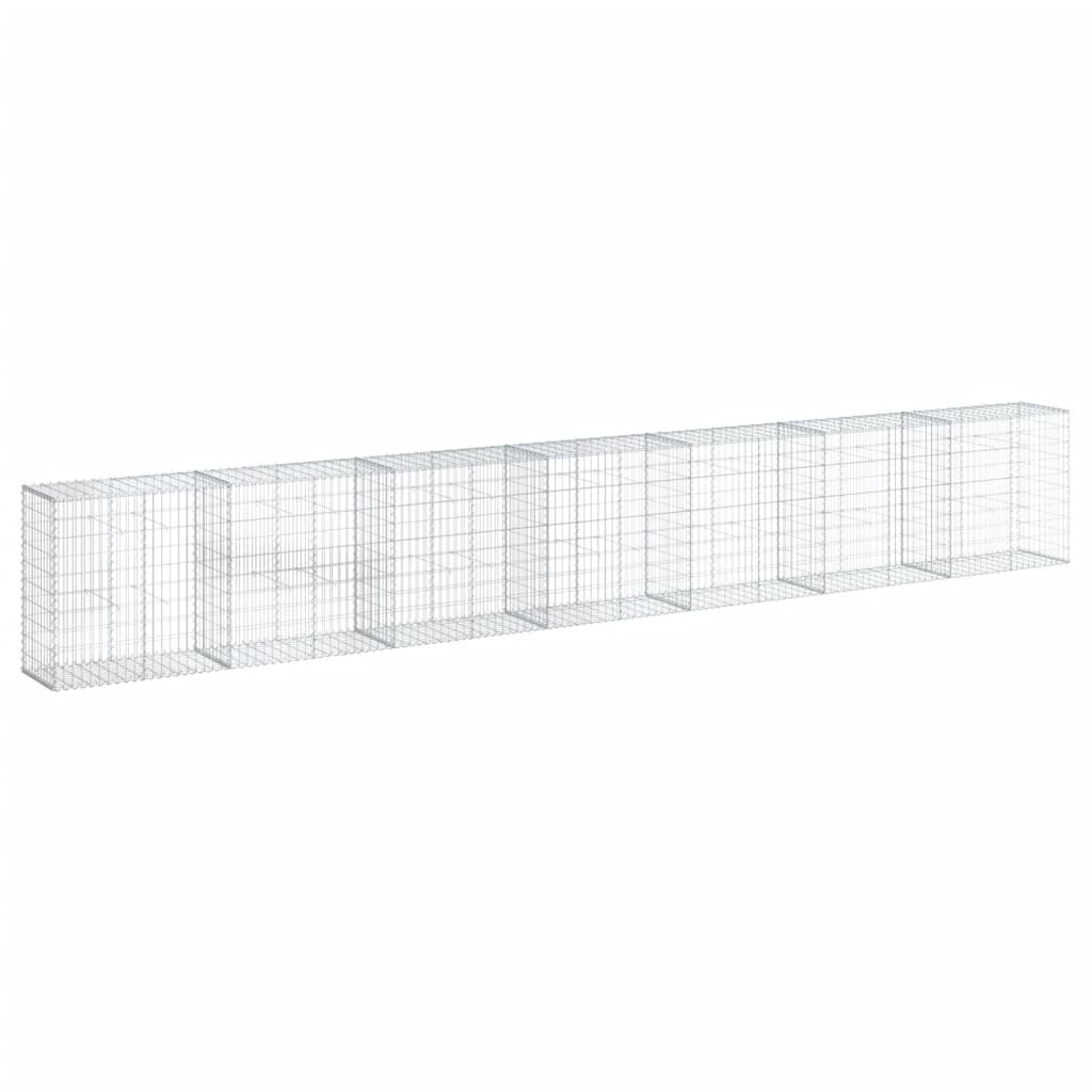 vidaXL Coș gabion cu capac, 700x50x100 cm, fier galvanizat