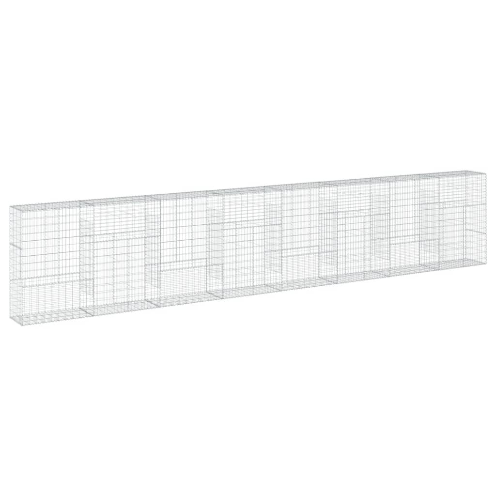 vidaXL Coș gabion cu capac, 800x50x150 cm, fier galvanizat
