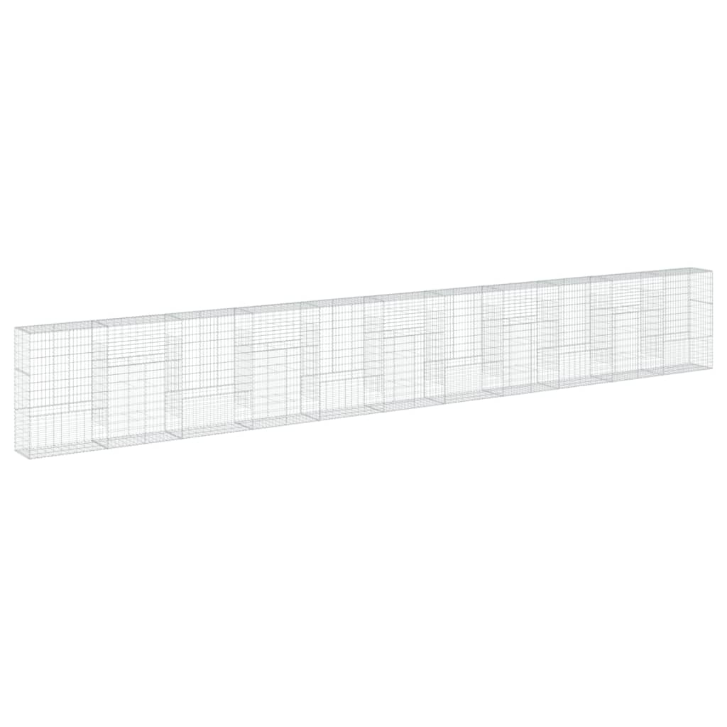 vidaXL Coș gabion cu capac, 1100x50x150 cm, fier galvanizat
