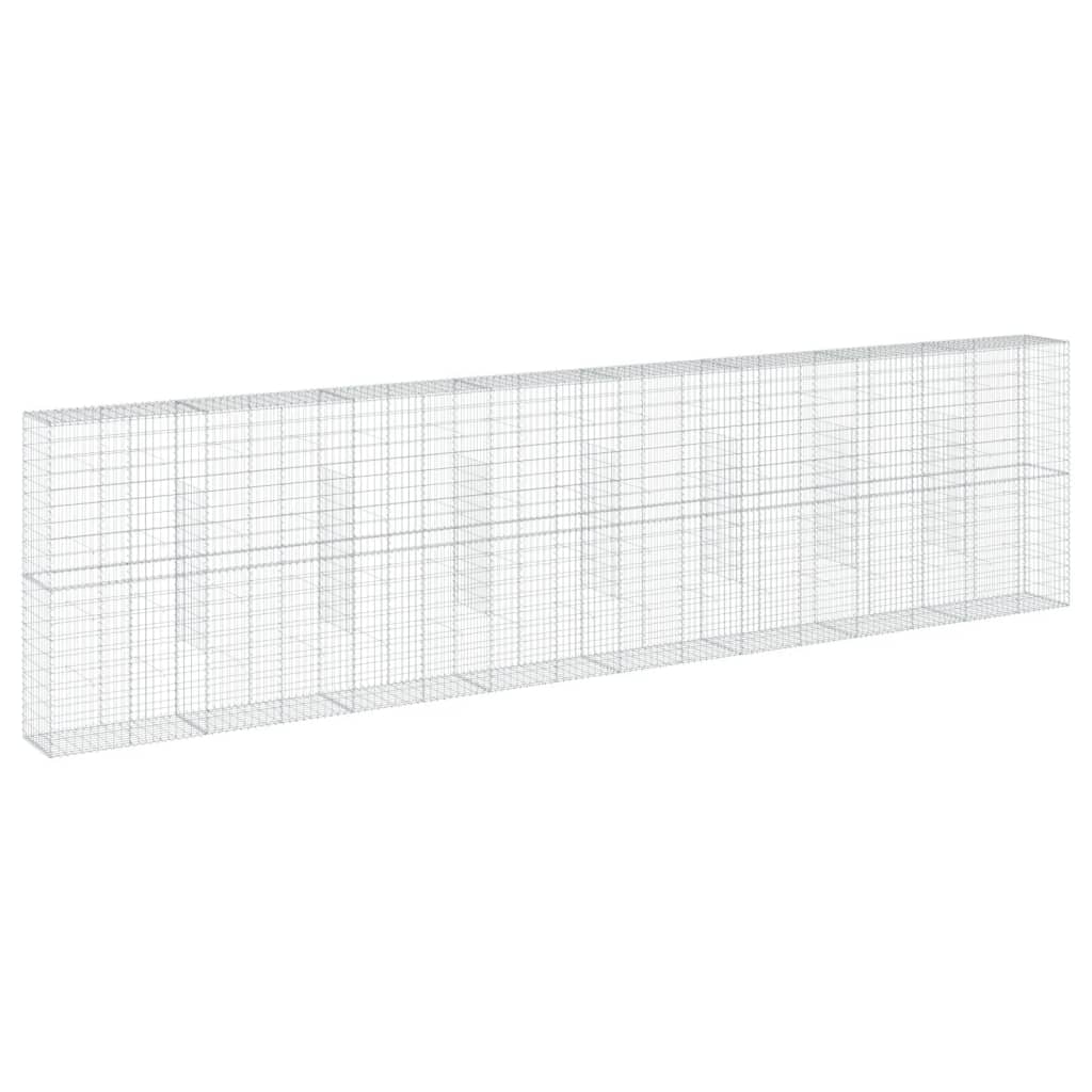 vidaXL Coș gabion cu capac, argintiu, 800x50x200 cm, fier galvanizat vidaXL Coș gabion cu capac, argintiu, 800x50x200 cm, fier galvanizat