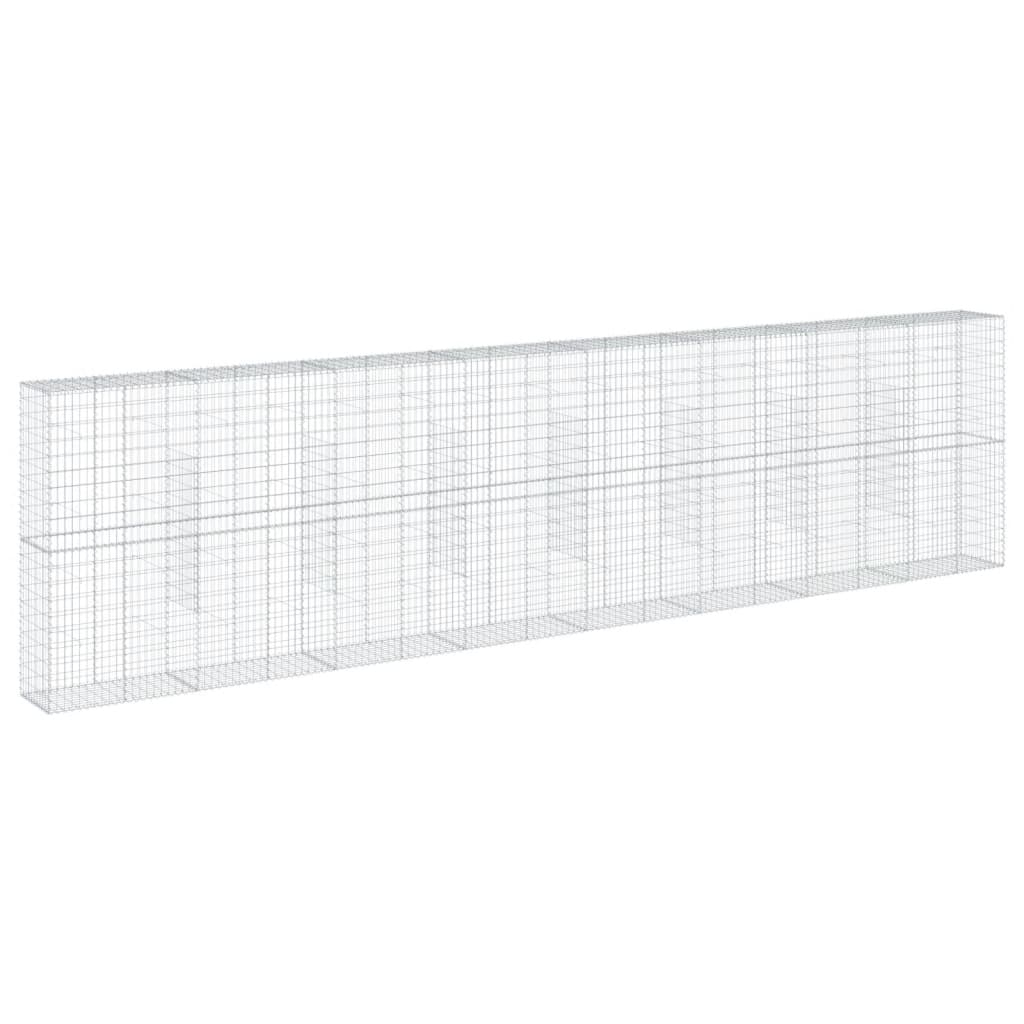 vidaXL Coș gabion cu capac, argintiu, 800x50x200 cm, fier galvanizat vidaXL Coș gabion cu capac, argintiu, 800x50x200 cm, fier galvanizat