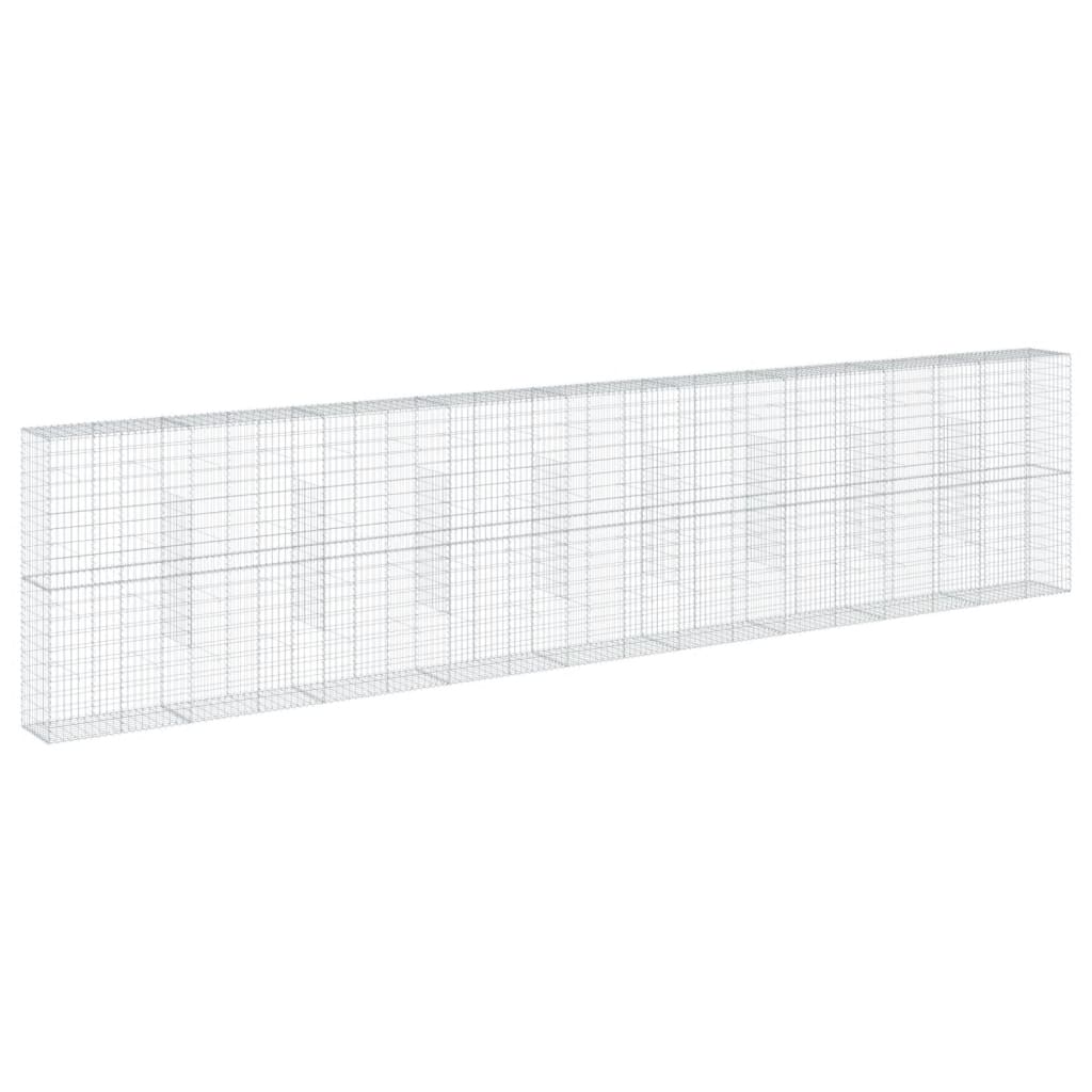 vidaXL Coș gabion cu capac, argintiu, 900x50x200 cm, fier galvanizat vidaXL Coș gabion cu capac, argintiu, 900x50x200 cm, fier galvanizat