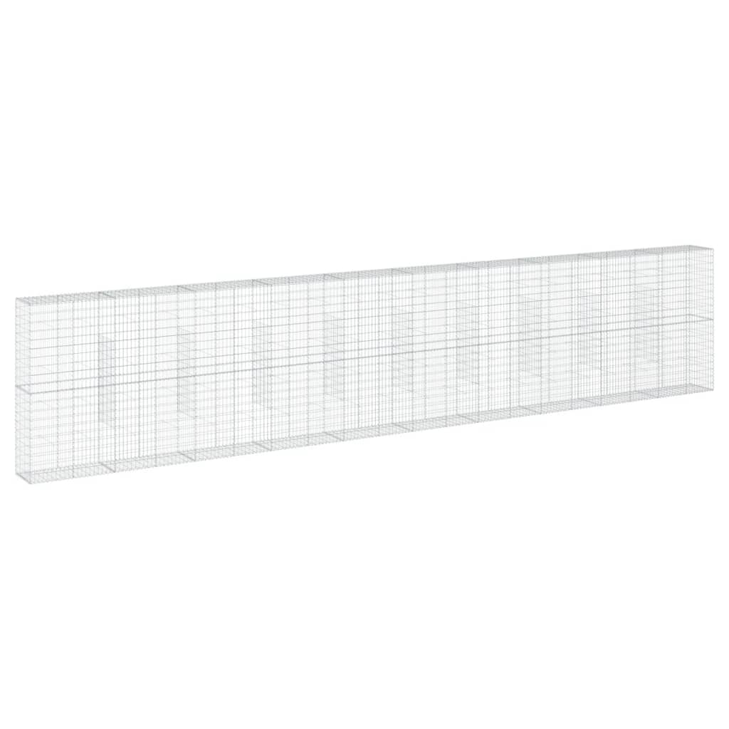 vidaXL Coș gabion cu capac, 1000x50x200 cm, fier galvanizat