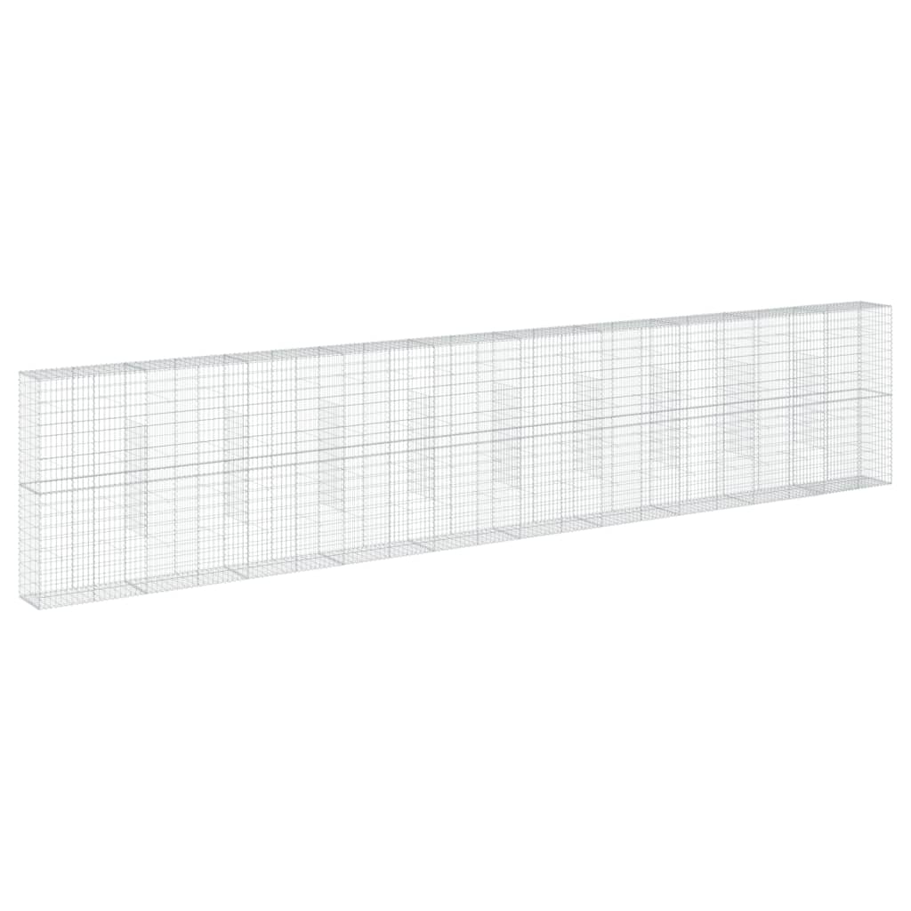 vidaXL Coș gabion cu capac, 1000x50x200 cm, fier galvanizat