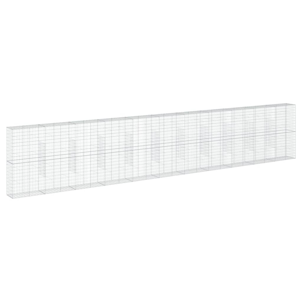 vidaXL Coș gabion cu capac, 1100x50x200 cm, fier galvanizat