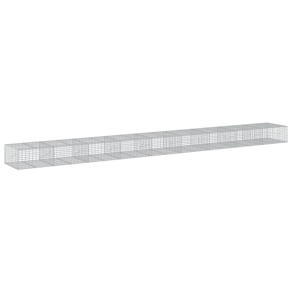 vidaXL Coș gabion cu capac, 900x100x50 cm, fier galvanizat