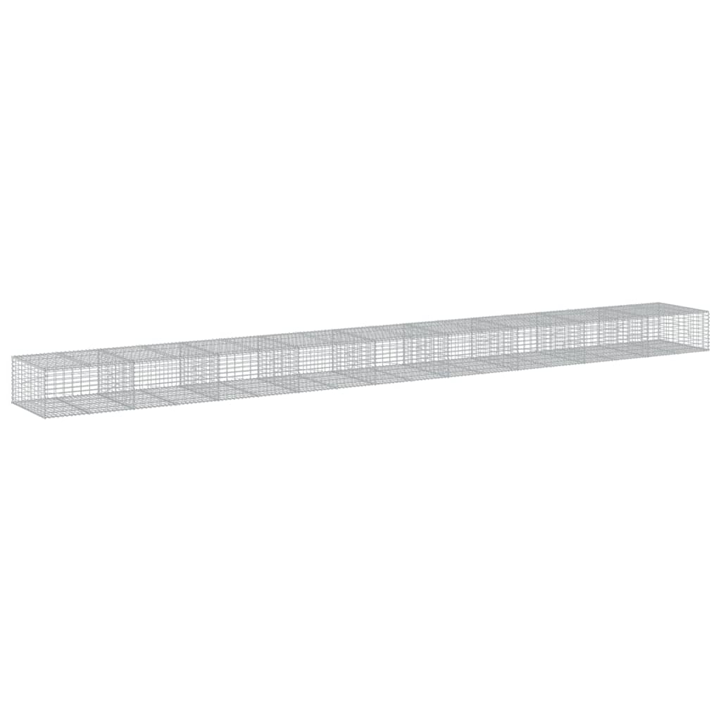 vidaXL Coș gabion cu capac, 900x100x50 cm, fier galvanizat