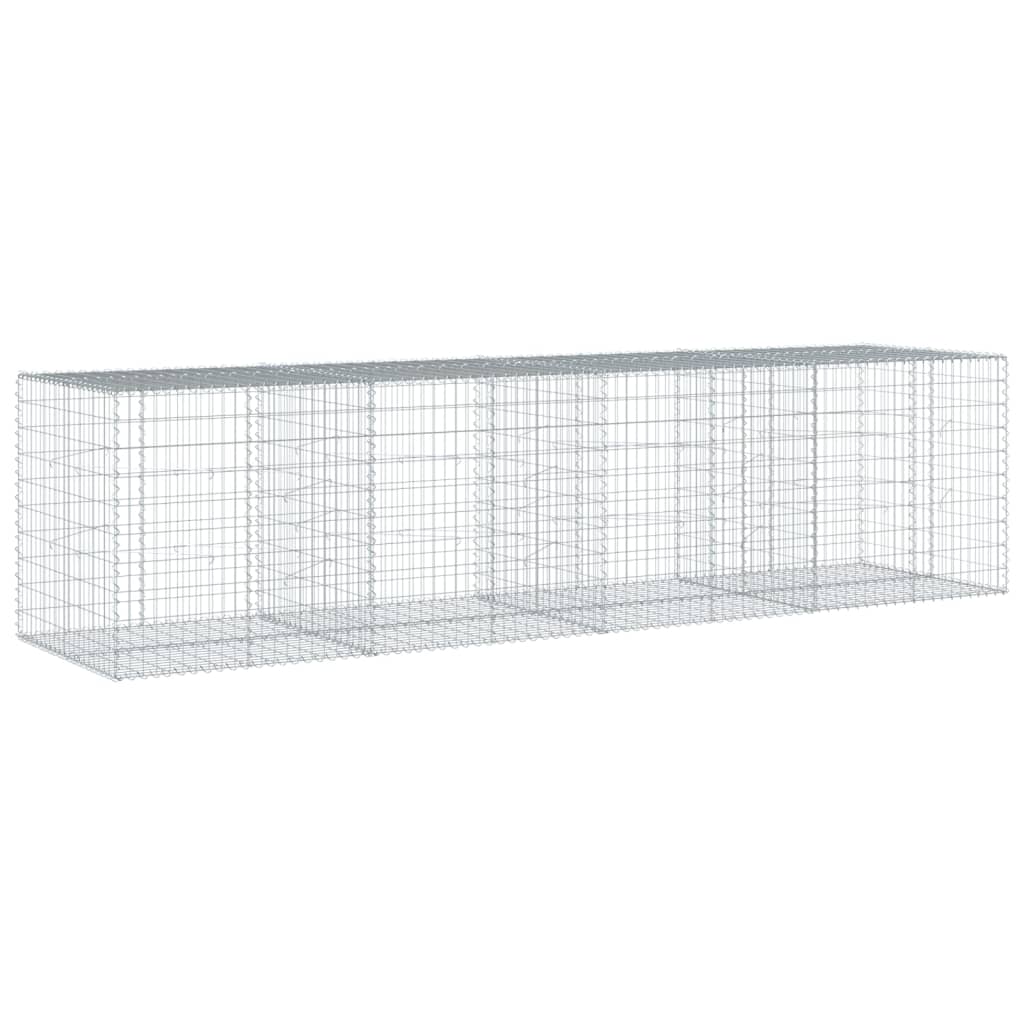 vidaXL Coș gabion cu capac, 400x100x100 cm, fier galvanizat