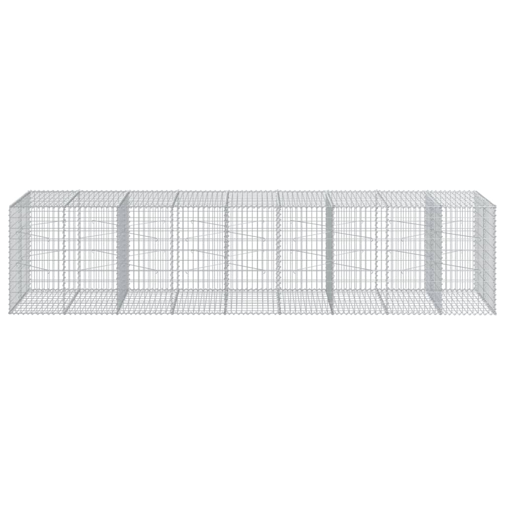 vidaXL Coș gabion cu capac, 450x100x100 cm, fier galvanizat