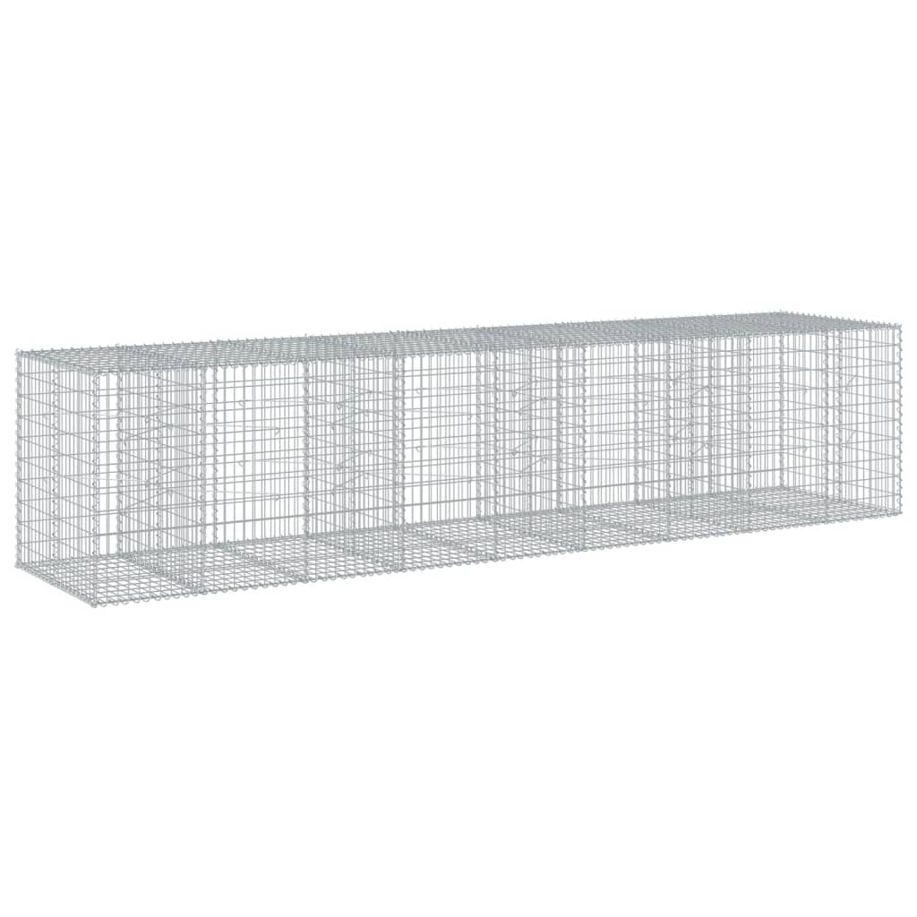 vidaXL Coș gabion cu capac, 450x100x100 cm, fier galvanizat