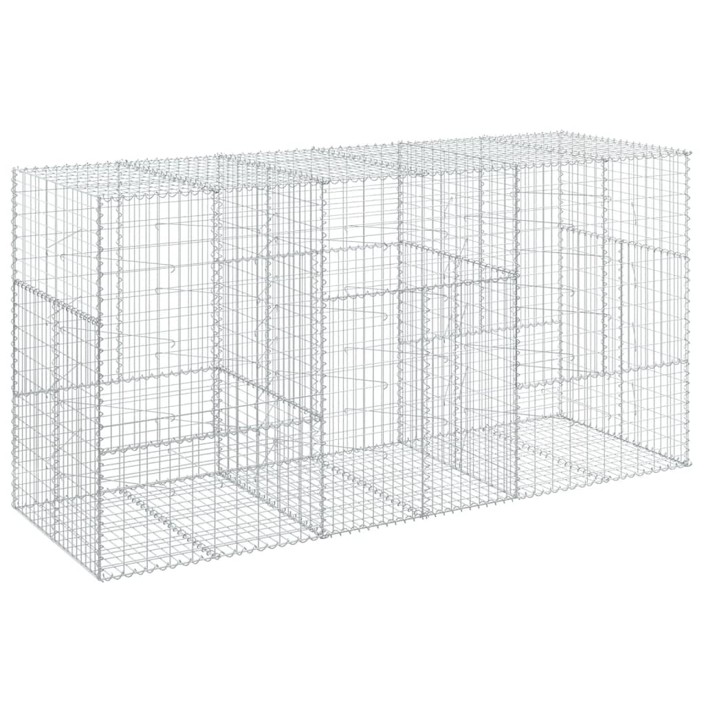 vidaXL Coș gabion cu capac, 300x100x150 cm, fier galvanizat
