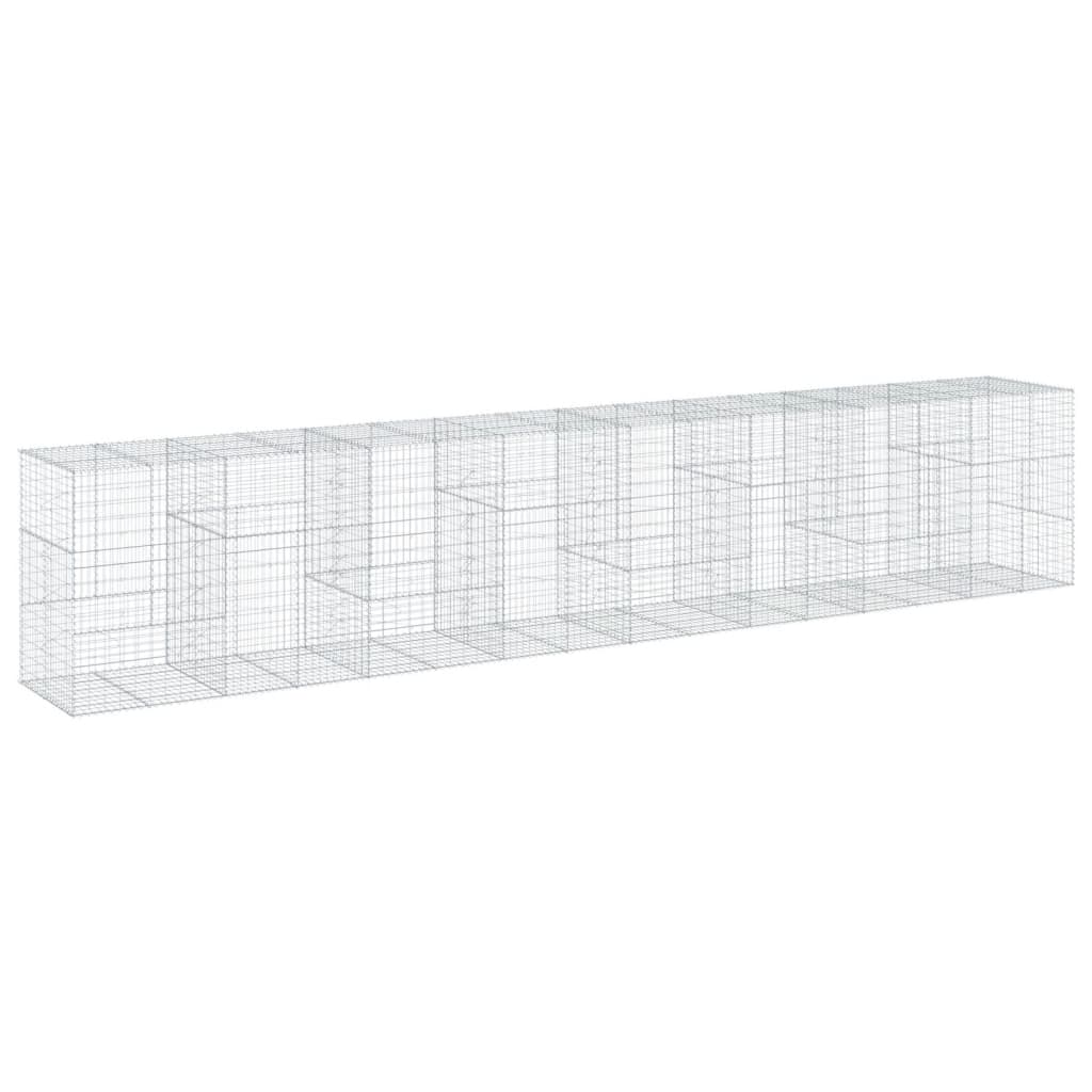 vidaXL Coș gabion cu capac, 800x100x150 cm, fier galvanizat