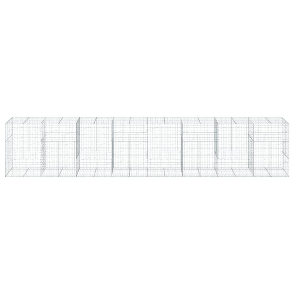 vidaXL Coș gabion cu capac, 800x100x150 cm, fier galvanizat