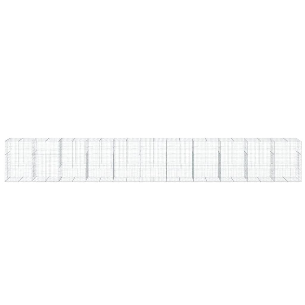 vidaXL Coș gabion cu capac, 1100x100x150 cm, fier galvanizat