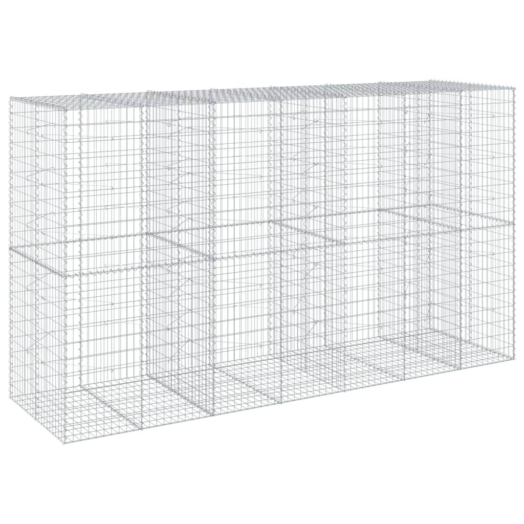 vidaXL Coș gabion cu capac, 350x100x200 cm, fier galvanizat