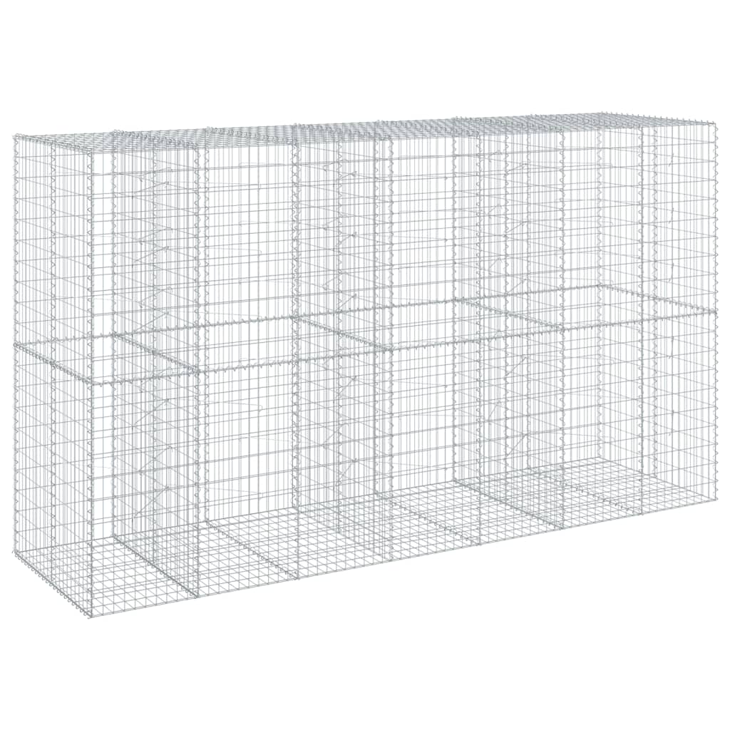 vidaXL Coș gabion cu capac, 350x100x200 cm, fier galvanizat
