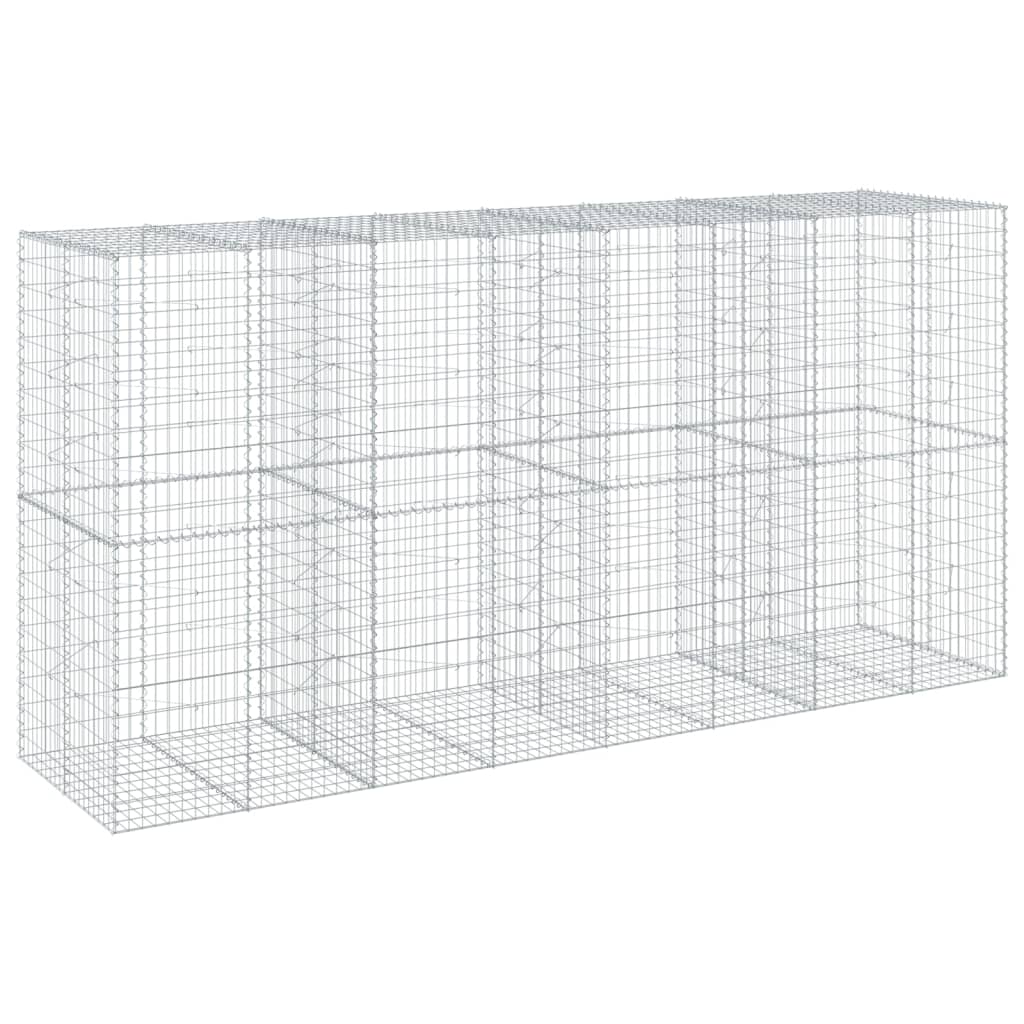 vidaXL Coș gabion cu capac, 400x100x200 cm, fier galvanizat