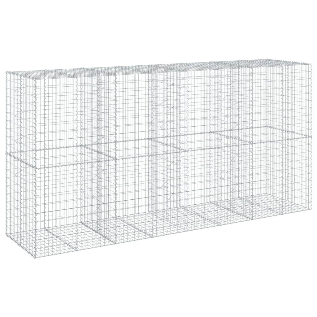 vidaXL Coș gabion cu capac, 400x100x200 cm, fier galvanizat