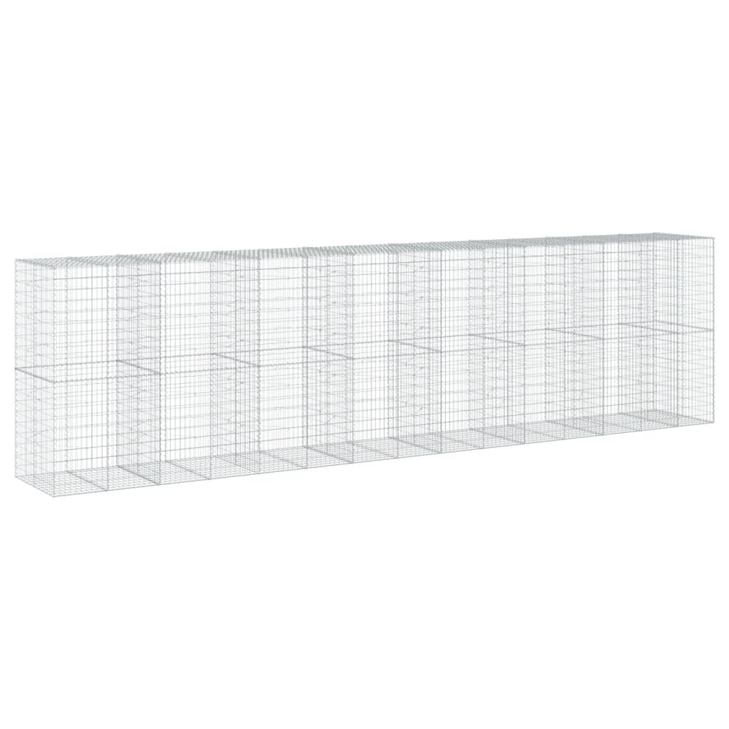 vidaXL Coș gabion cu capac, 750x100x200 cm, fier galvanizat