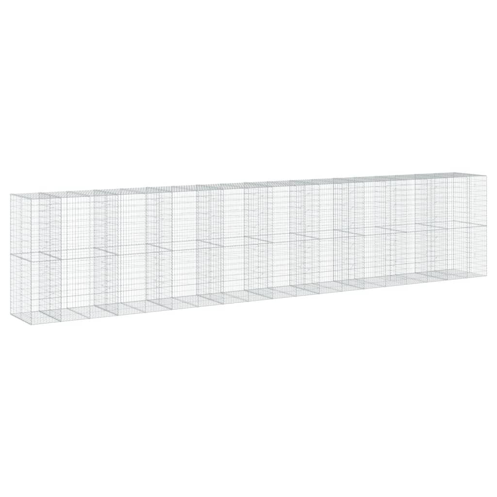 vidaXL Coș gabion cu capac, 950x100x200 cm, fier galvanizat