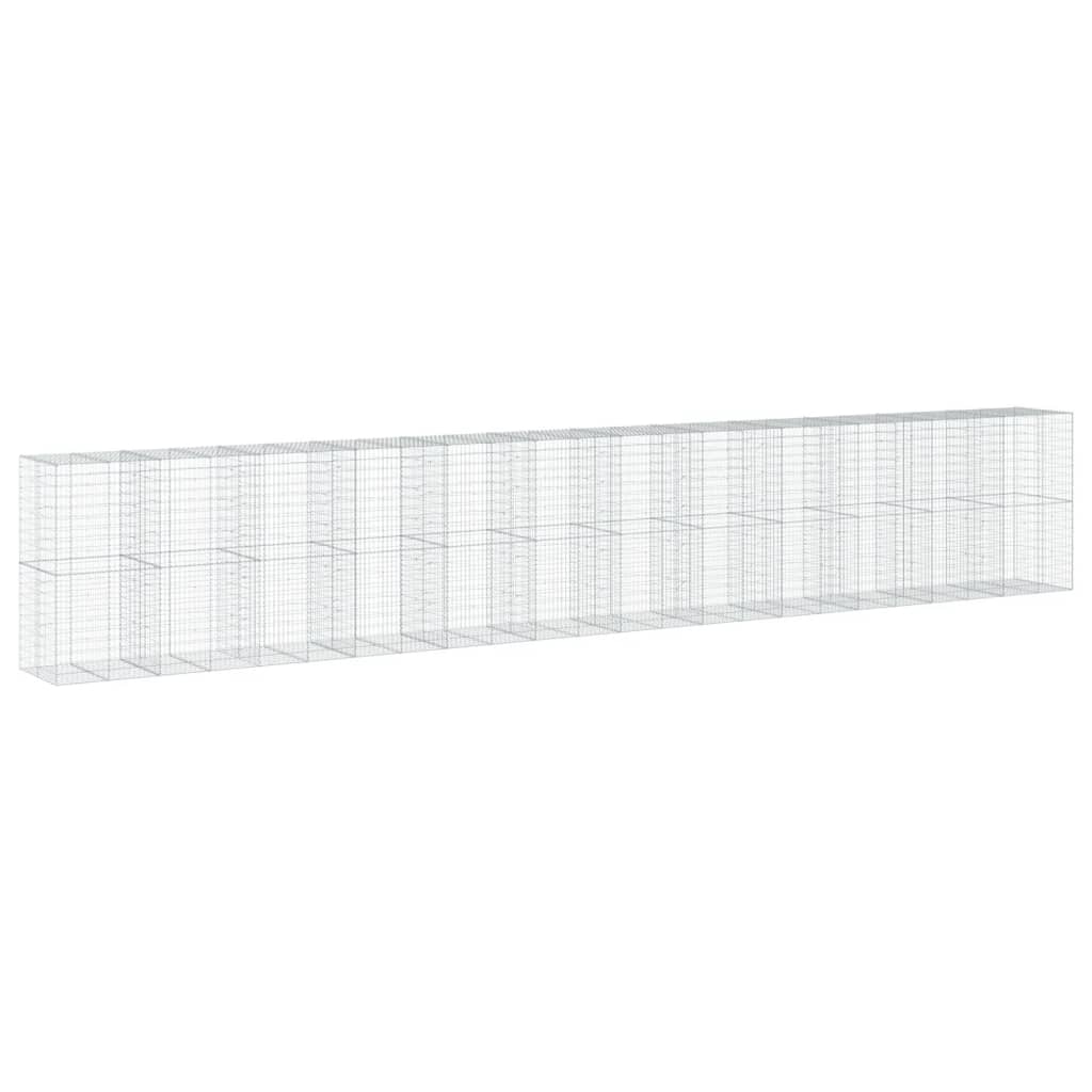 vidaXL Coș gabion cu capac, 1200x100x200 cm, fier galvanizat
