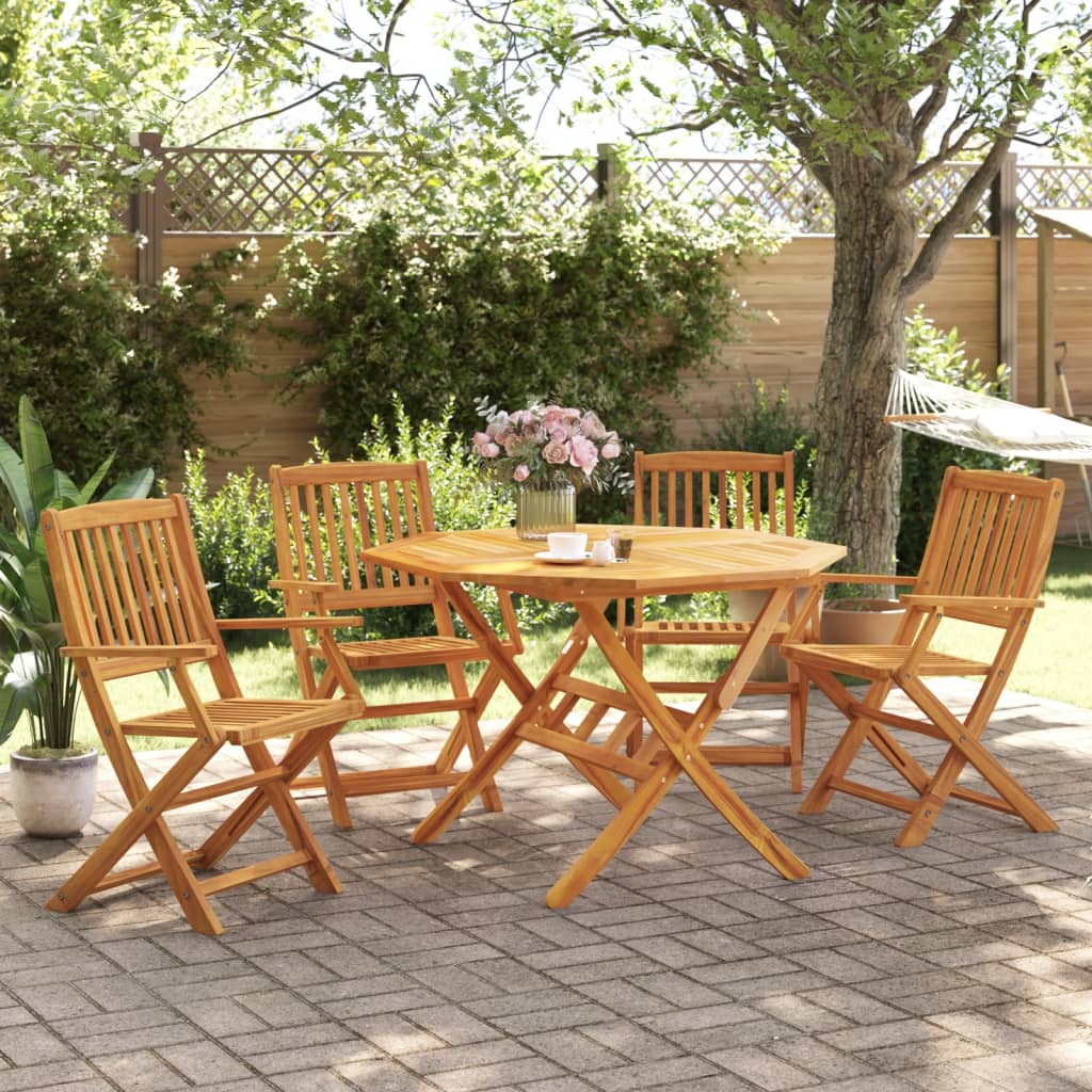 vidaXL Set mobilier de grădină pliabil, 5 piese, lemn masiv de acacia vidaXL Set mobilier de grădină pliabil, 5 piese, lemn masiv de acacia