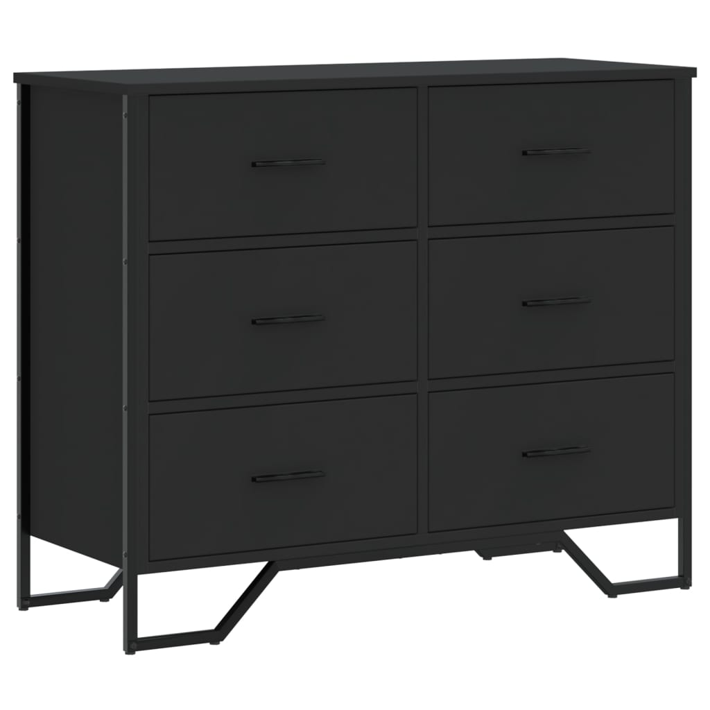 vidaXL Comodă cu sertare, negru, 91x35,5x74,5 cm, lemn prelucrat vidaXL Comodă cu sertare, negru, 91x35,5x74,5 cm, lemn prelucrat