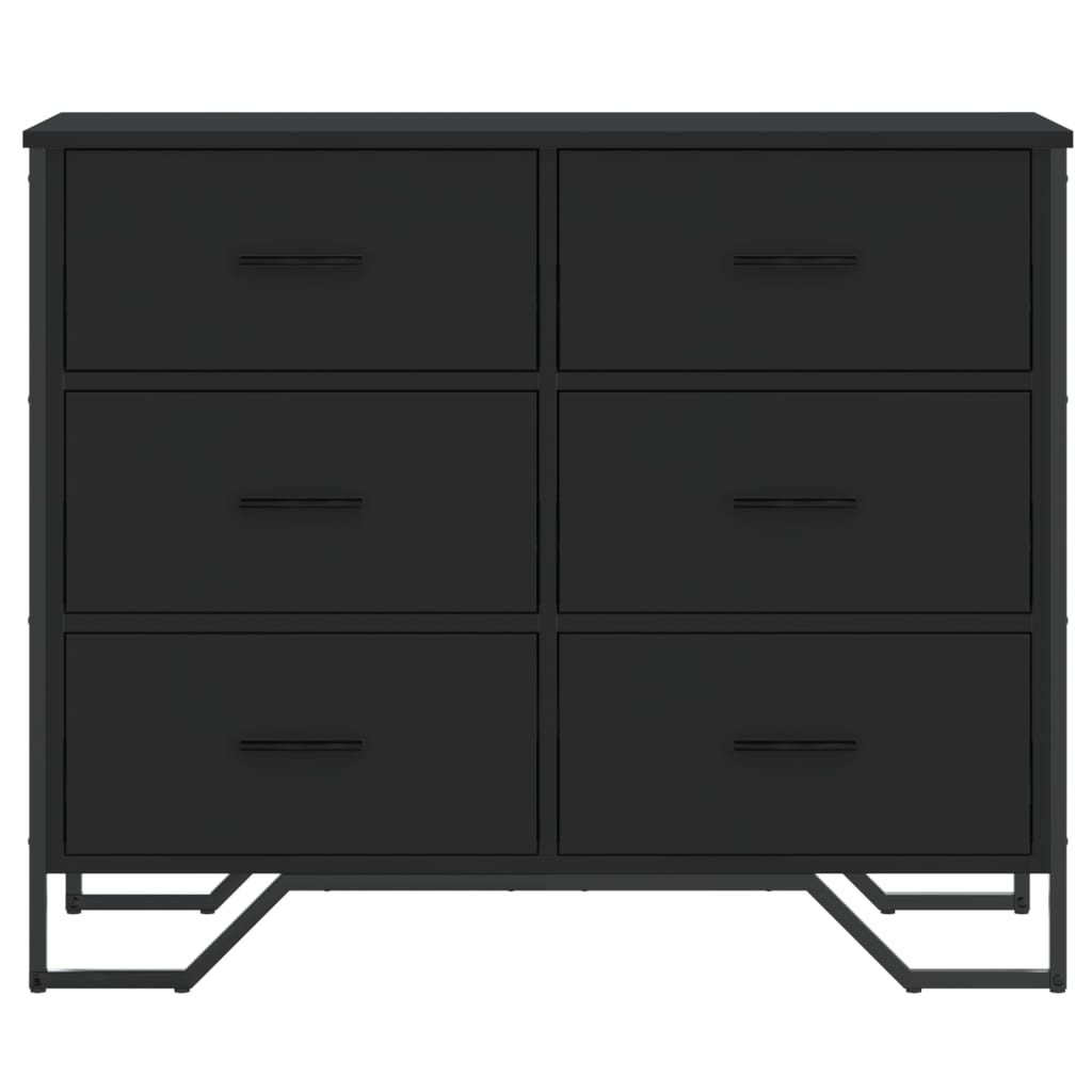 vidaXL Comodă cu sertare, negru, 91x35,5x74,5 cm, lemn prelucrat vidaXL Comodă cu sertare, negru, 91x35,5x74,5 cm, lemn prelucrat