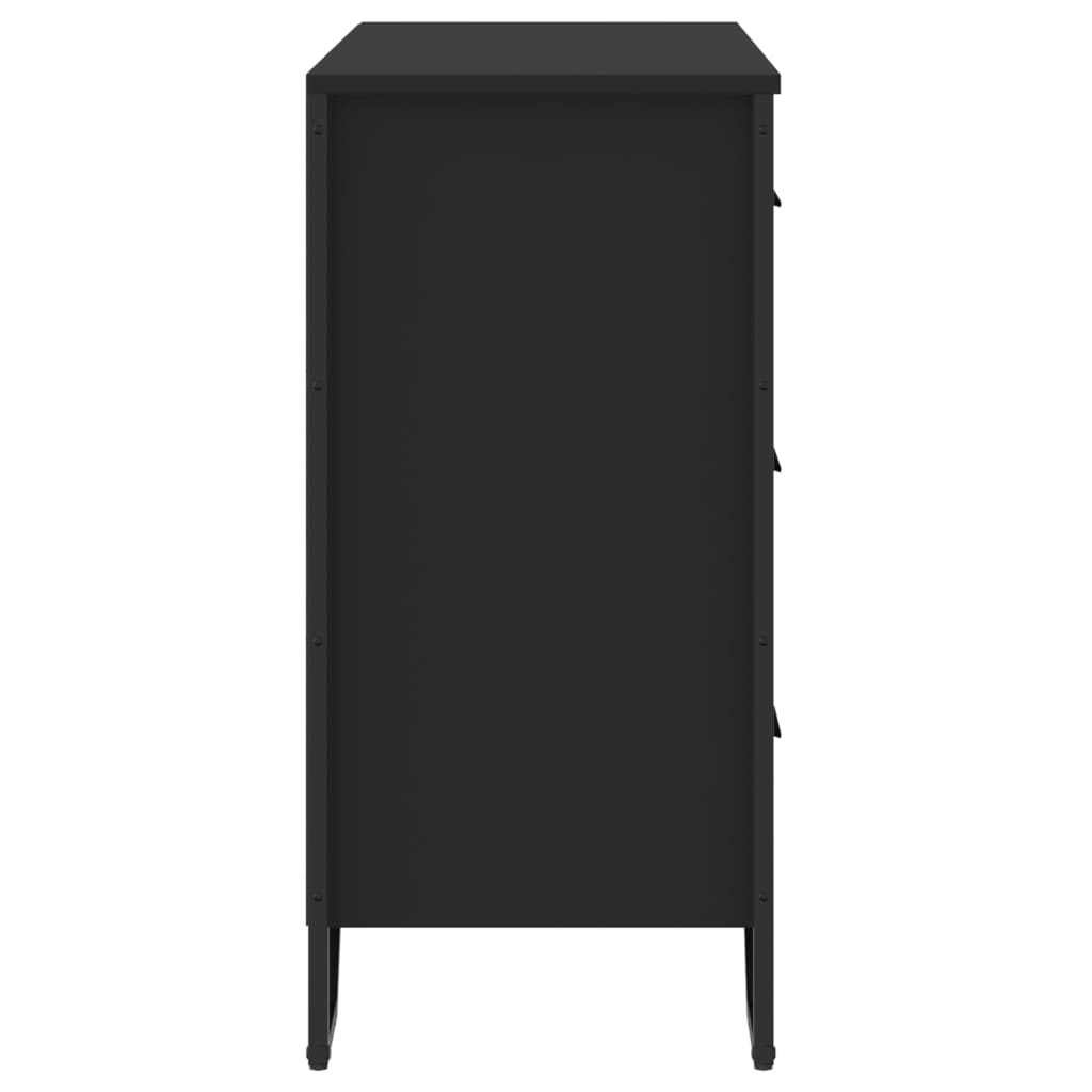 vidaXL Comodă cu sertare, negru, 91x35,5x74,5 cm, lemn prelucrat vidaXL Comodă cu sertare, negru, 91x35,5x74,5 cm, lemn prelucrat