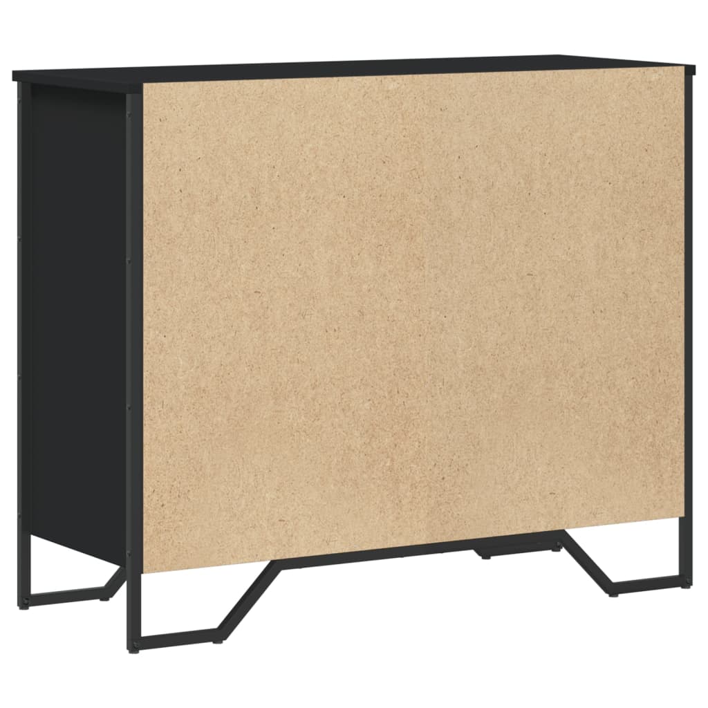 vidaXL Comodă cu sertare, negru, 91x35,5x74,5 cm, lemn prelucrat vidaXL Comodă cu sertare, negru, 91x35,5x74,5 cm, lemn prelucrat
